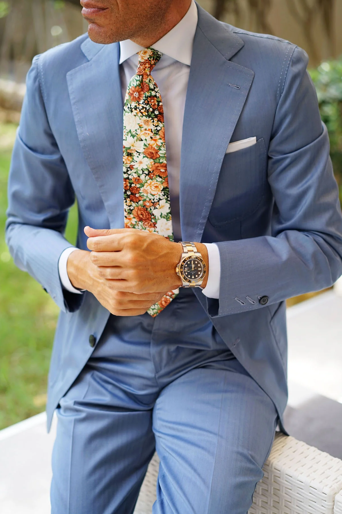 San Pietro Orange Floral Tie - Image 13