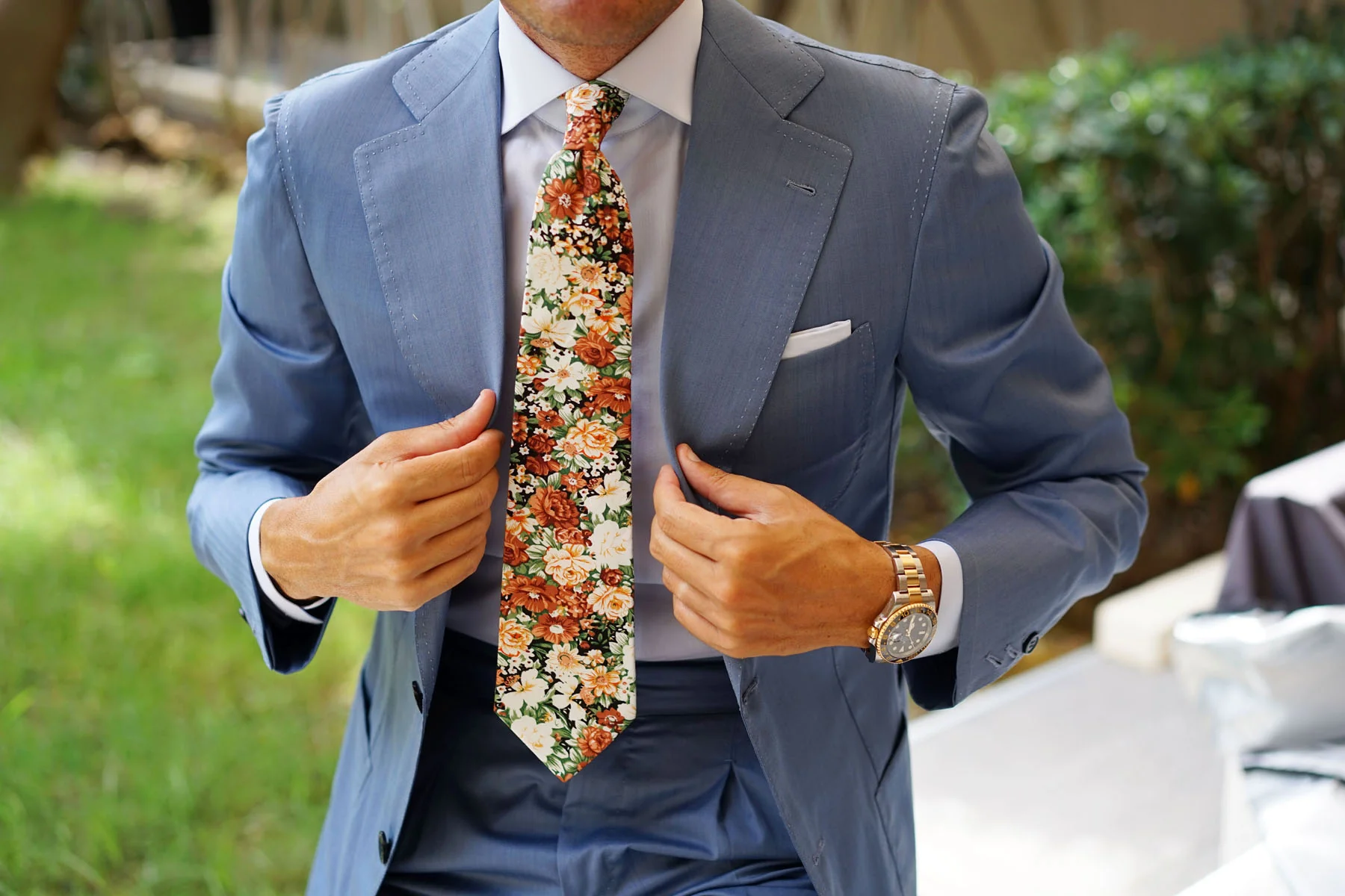 San Pietro Orange Floral Tie - Image 14