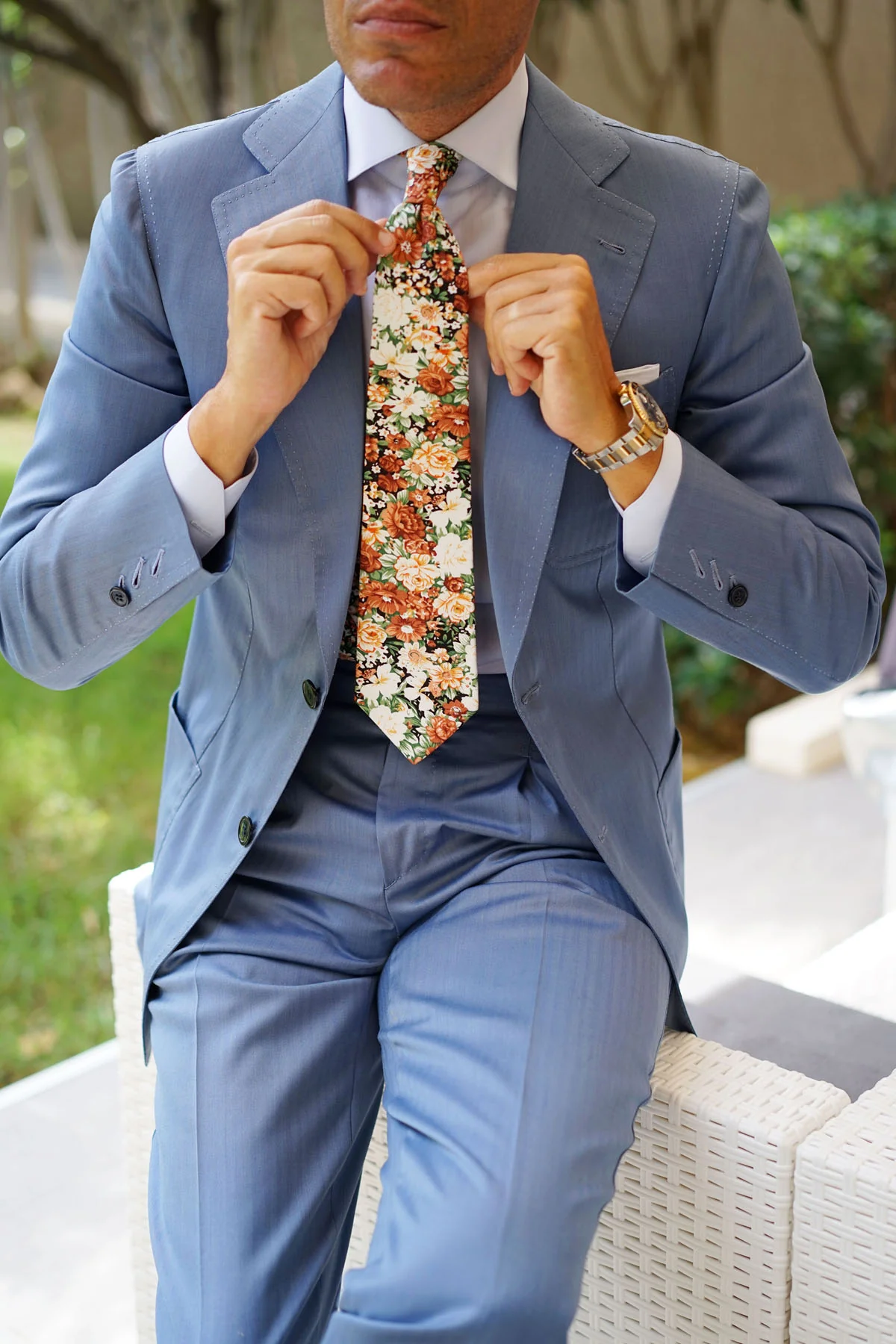 San Pietro Orange Floral Tie - Image 15