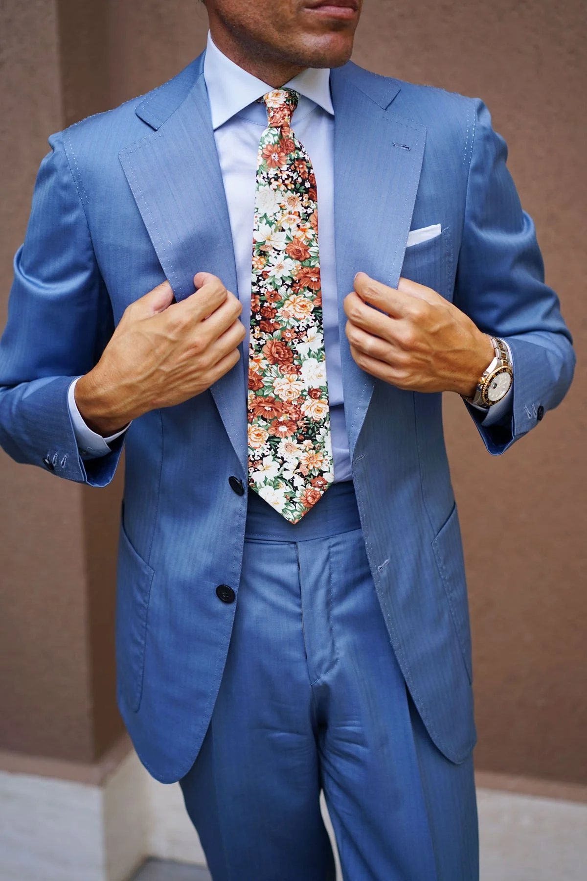 San Pietro Orange Floral Tie - Image 17