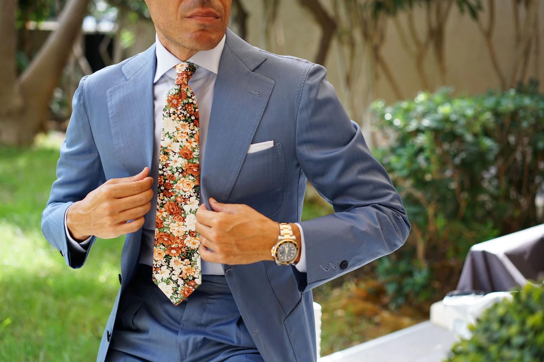 San Pietro Orange Floral Tie - Image 4