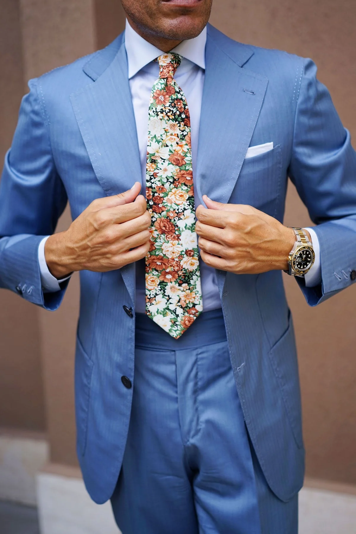 San Pietro Orange Floral Tie - Image 5