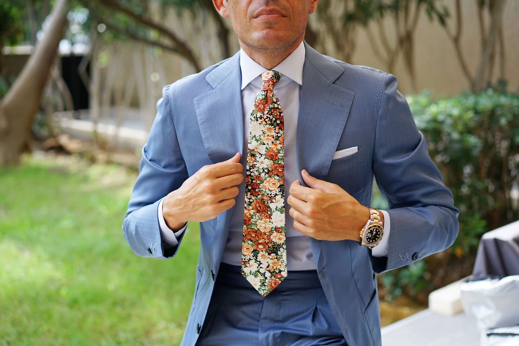 San Pietro Orange Floral Tie - Image 6