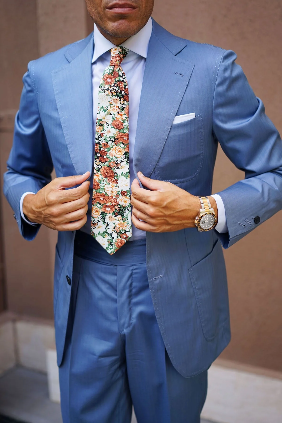 San Pietro Orange Floral Tie - Image 8