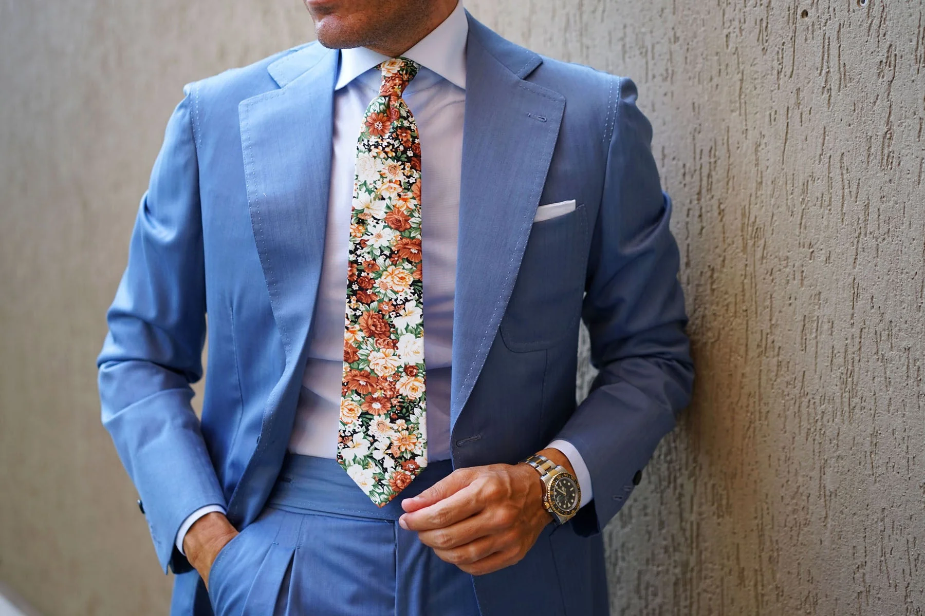 San Pietro Orange Floral Tie - Image 9