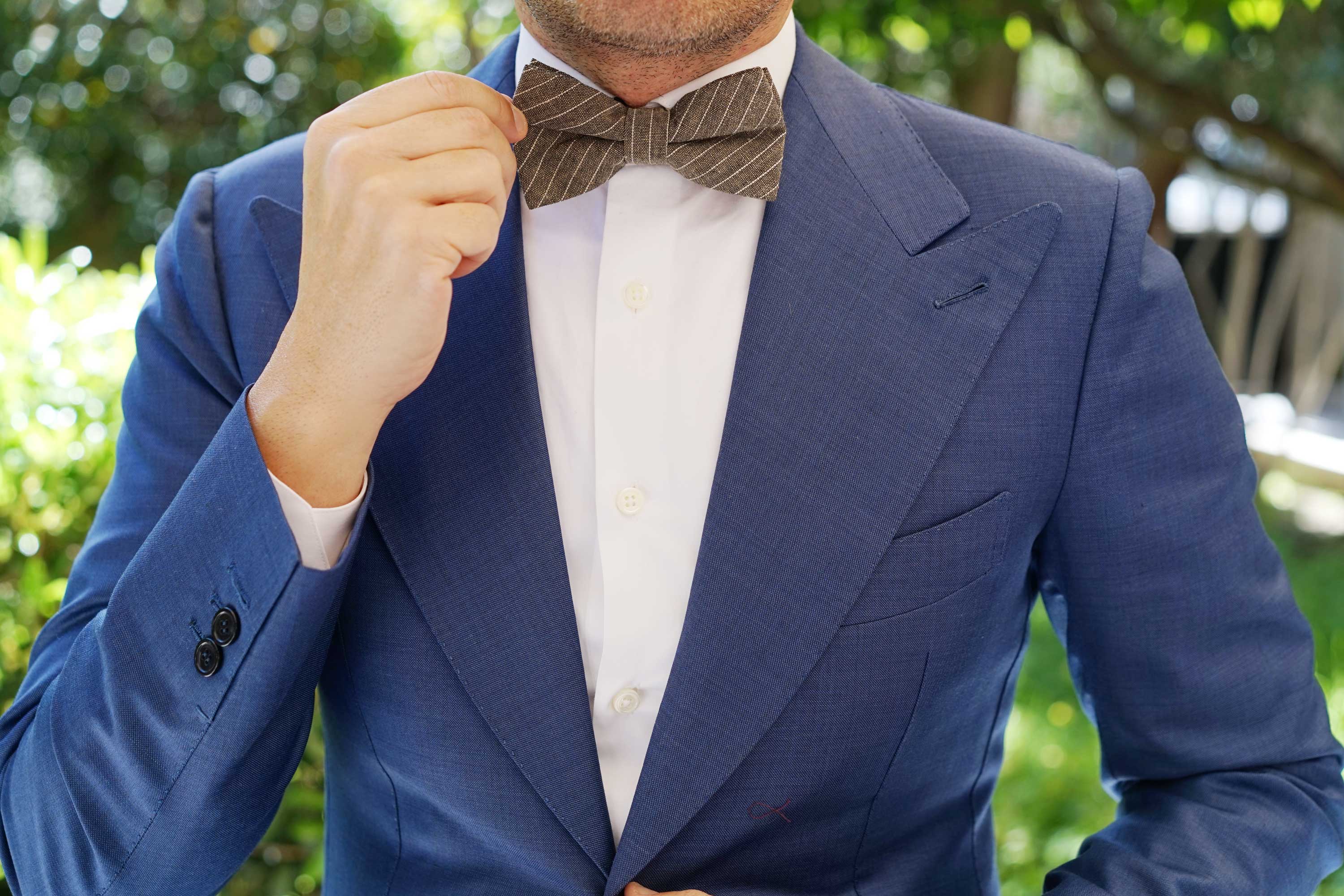 Sandman Linen Pinstripe Bow Tie - Image 9