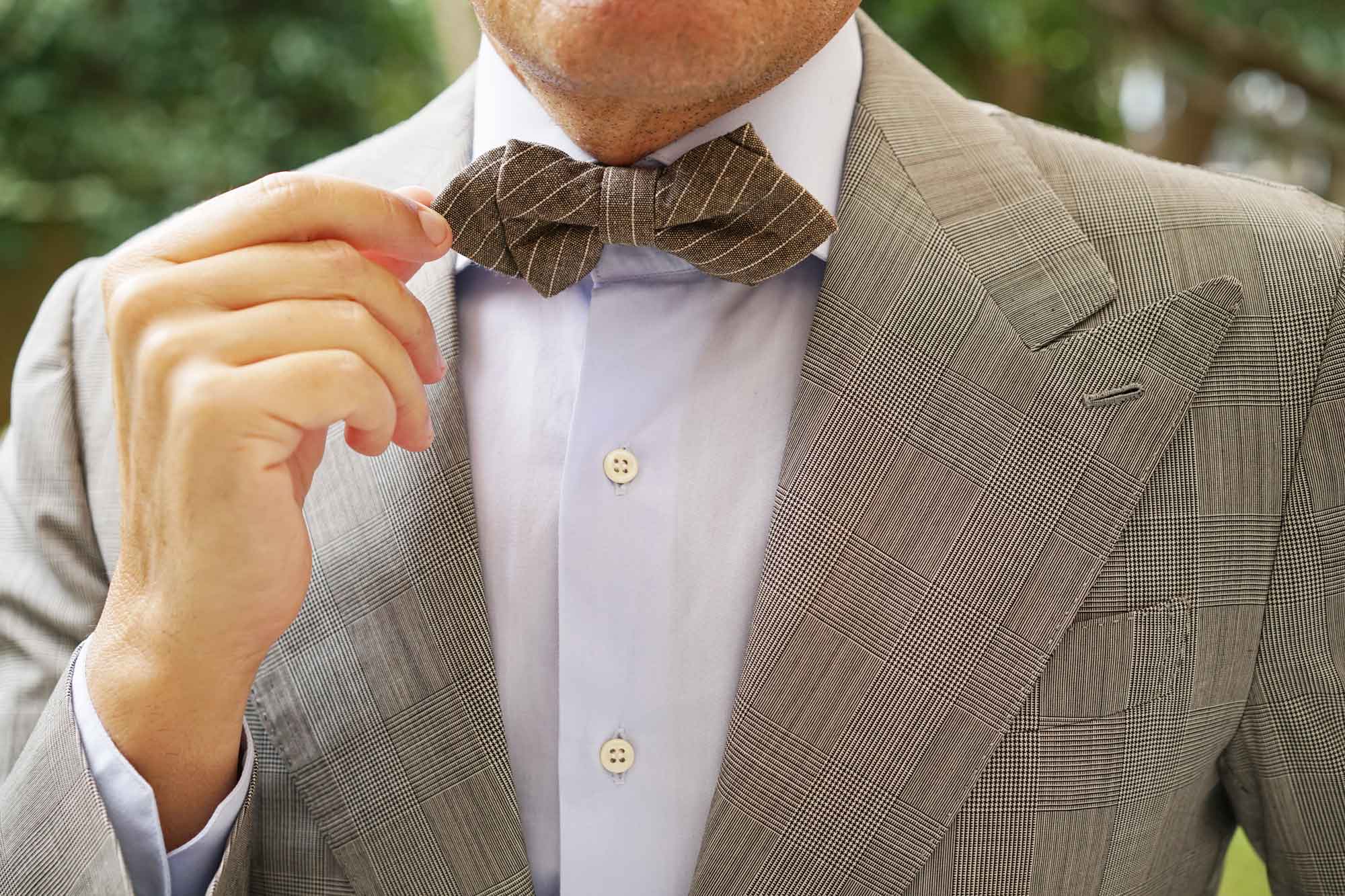 Sandman Linen Pinstripe Diamond Bow Tie - Image 10