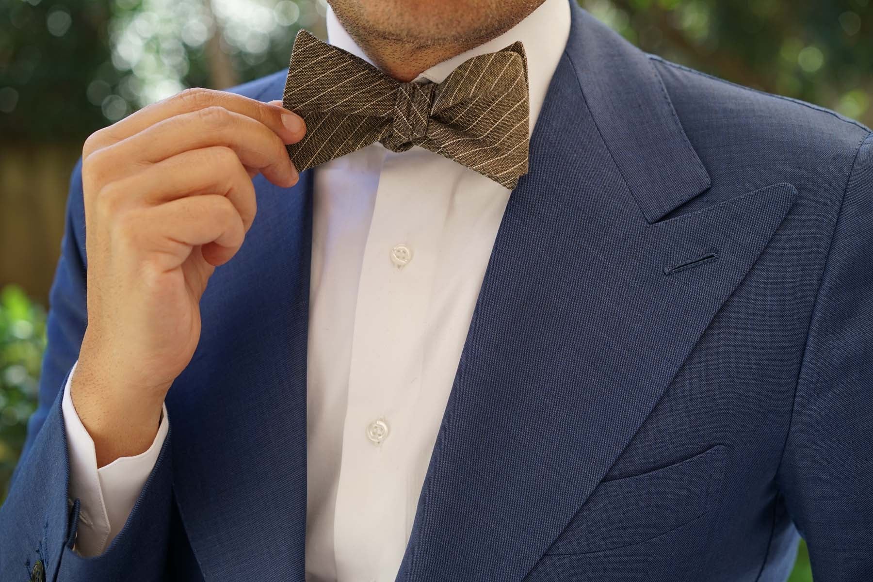 Sandman Linen Pinstripe Self Bow Tie - Image 7