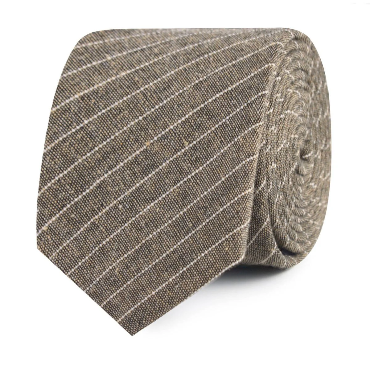 Sandman Linen Pinstripe Skinny Tie - Image 2