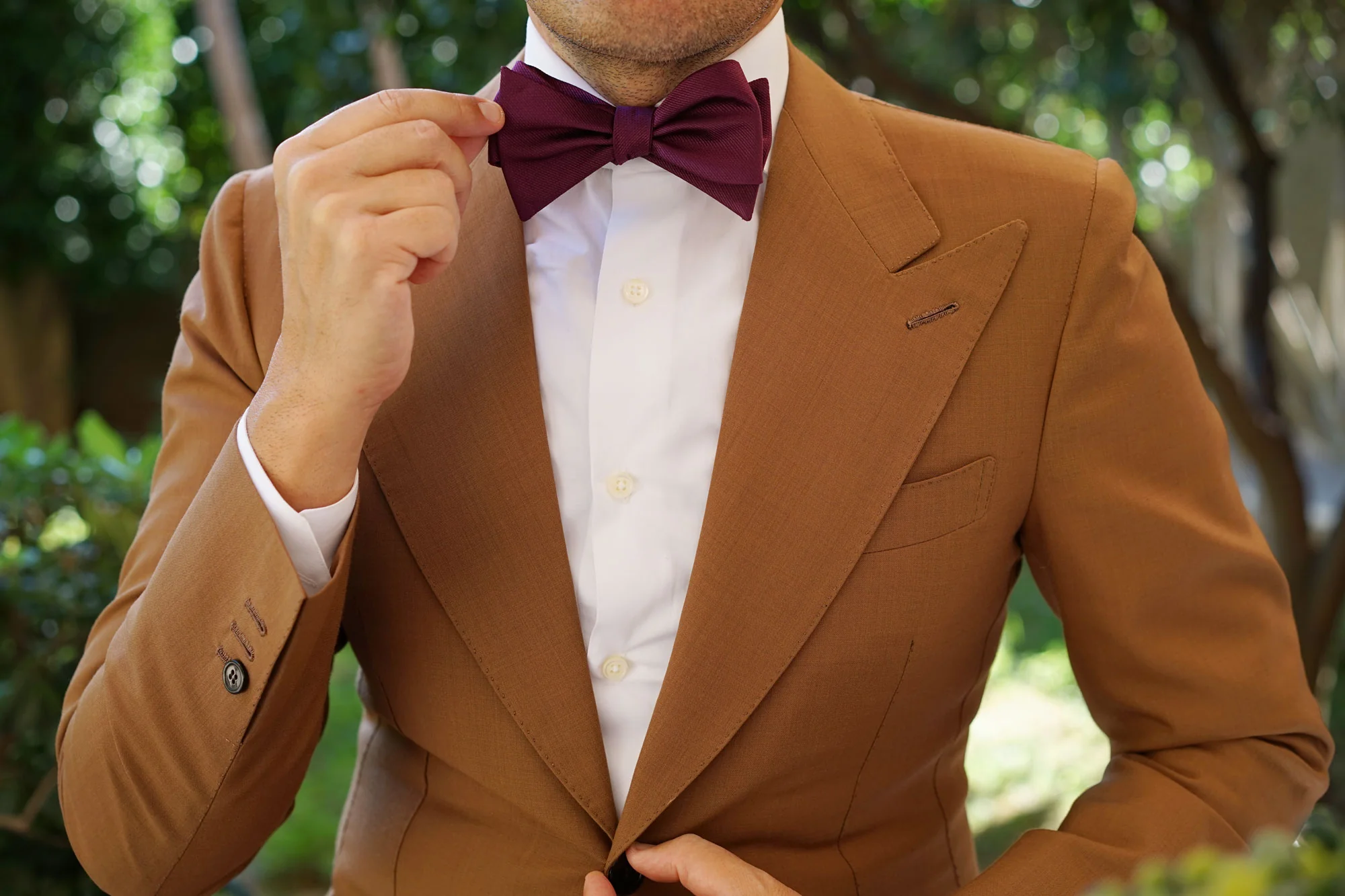 Sangria Purple Weave Self Bow Tie - Image 10