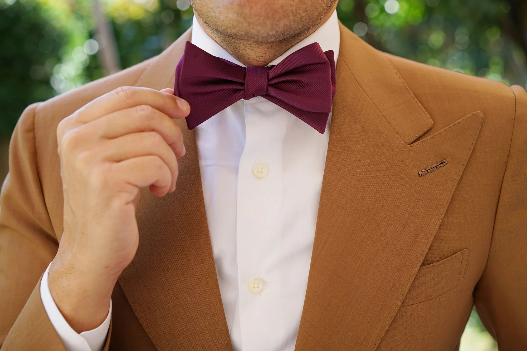 Sangria Purple Weave Self Bow Tie - Image 11