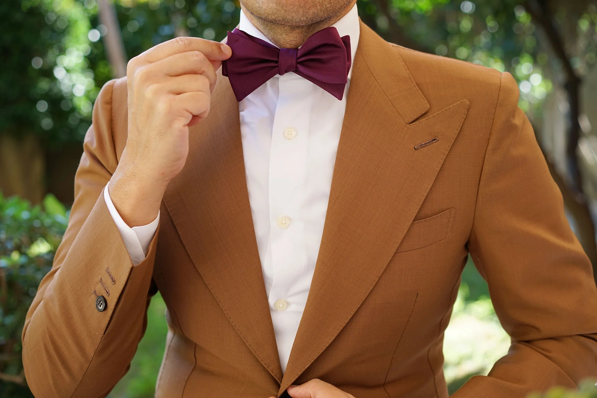 Sangria Purple Weave Self Bow Tie - Image 6