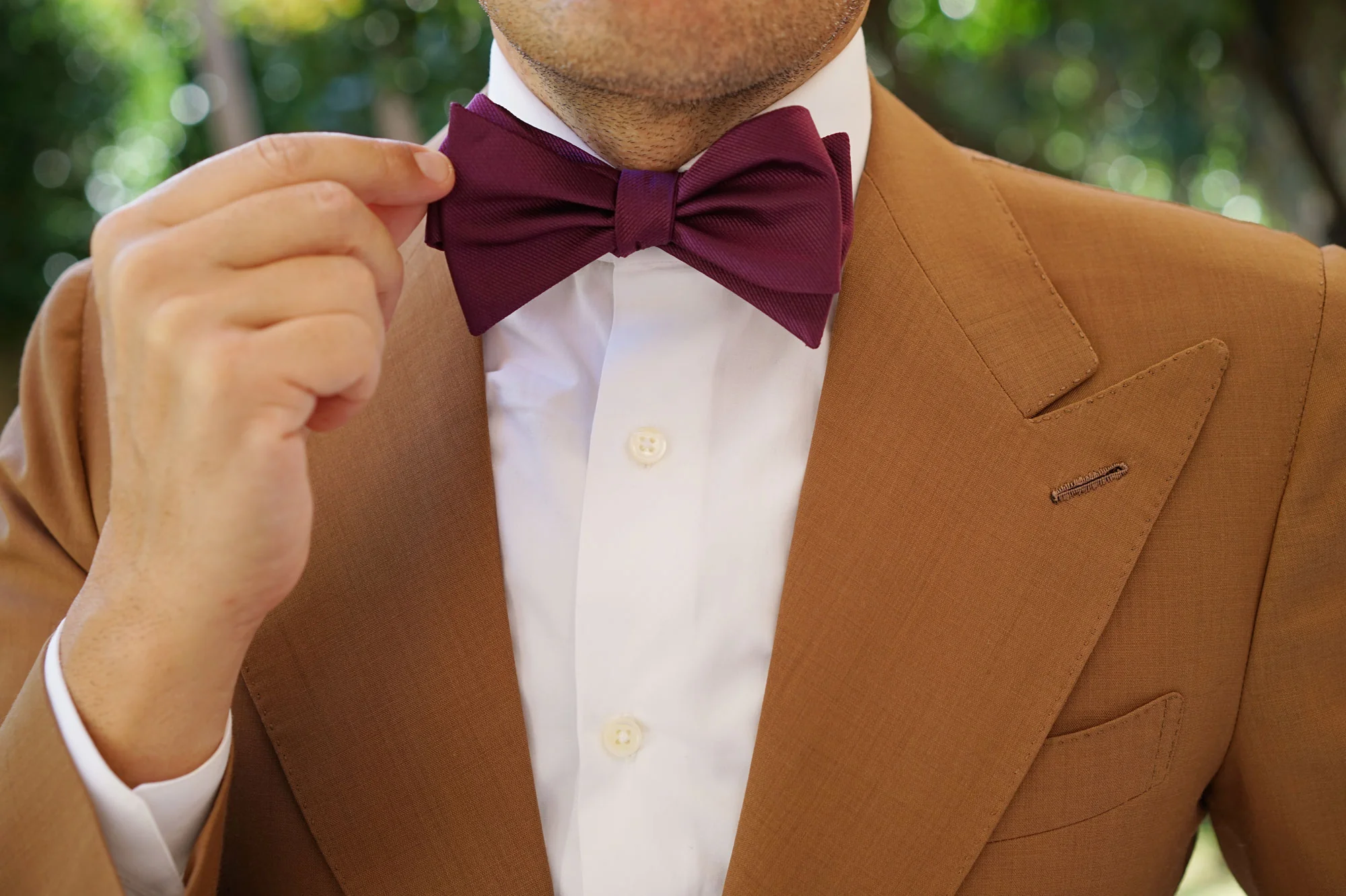 Sangria Purple Weave Self Bow Tie - Image 7