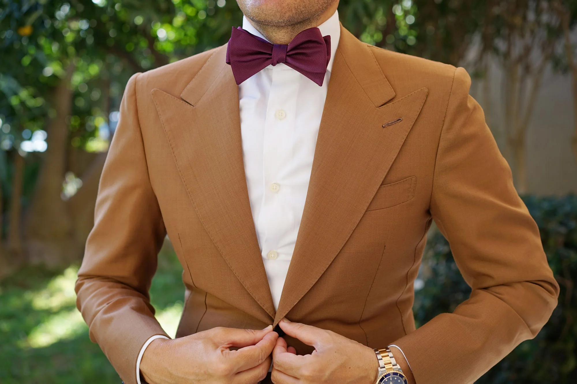 Sangria Purple Weave Self Bow Tie - Image 9