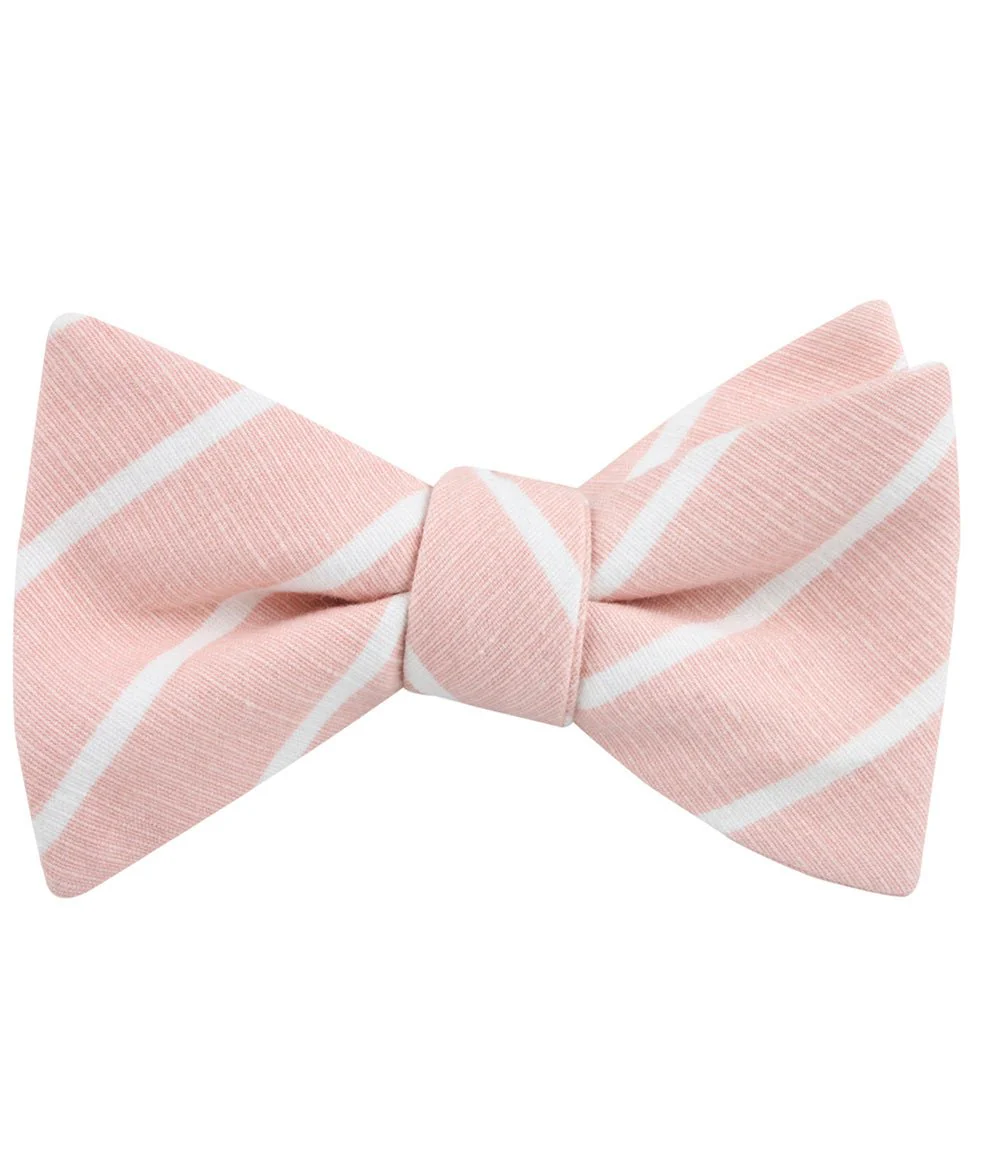 Santorini Pink Blush Striped Linen Self Bow Tie - Image 2