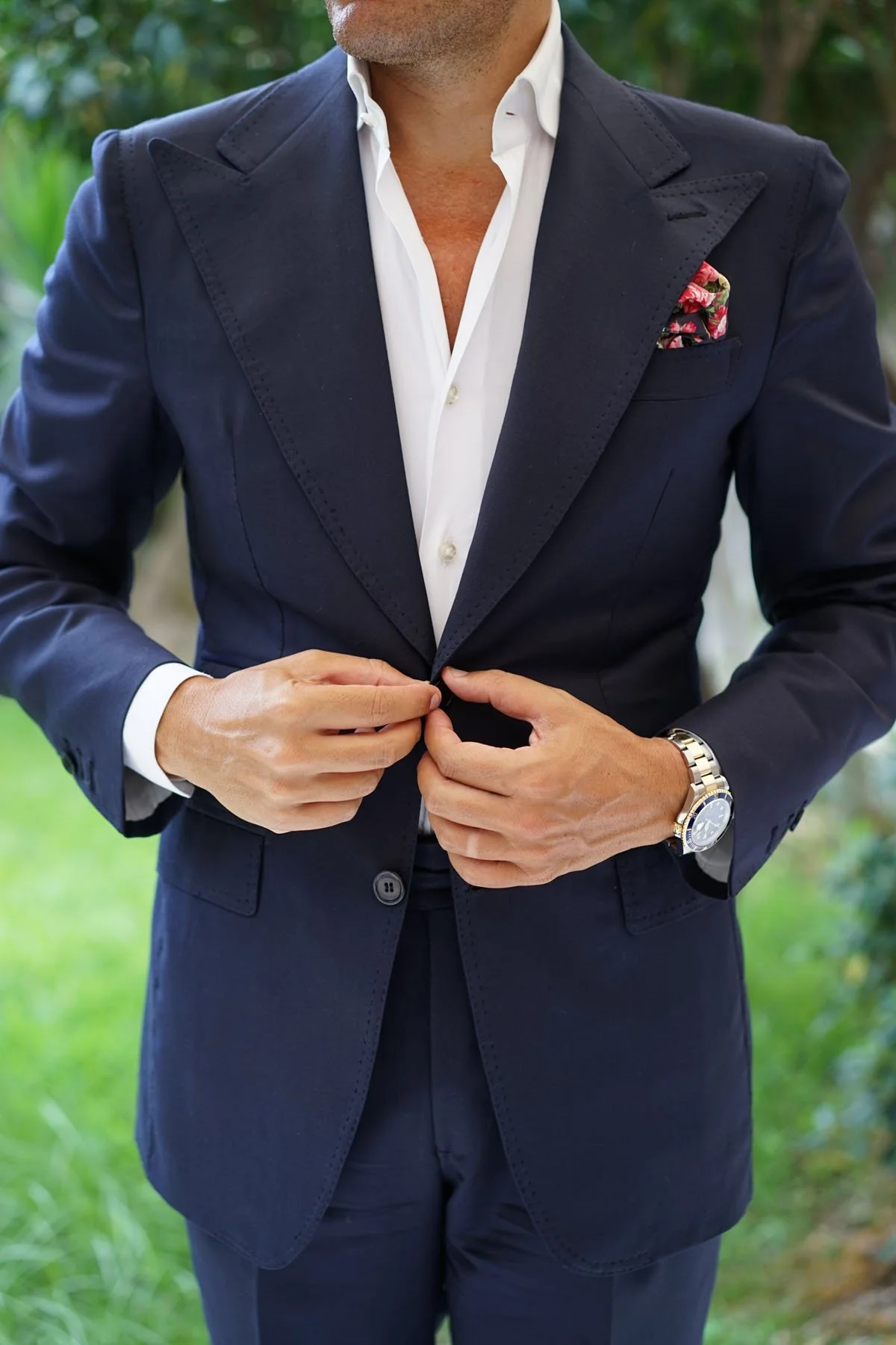 Santorini Pink Roses Pocket Square - Image 4