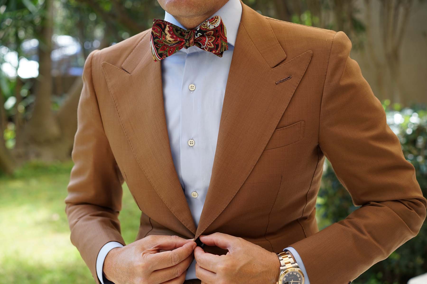 Sao Paulo Paisley Red Self Bow Tie - Image 4