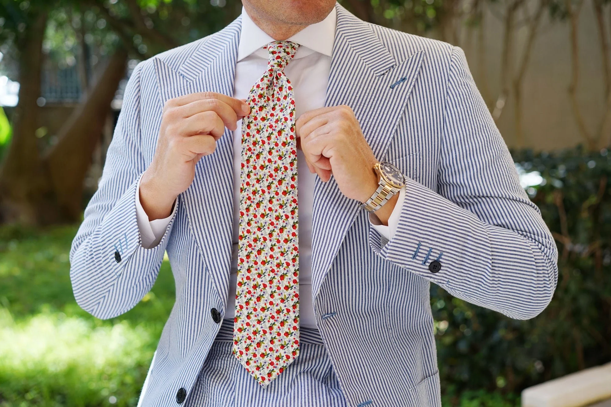 Scarlet Pimpernel Rose Necktie - Image 4