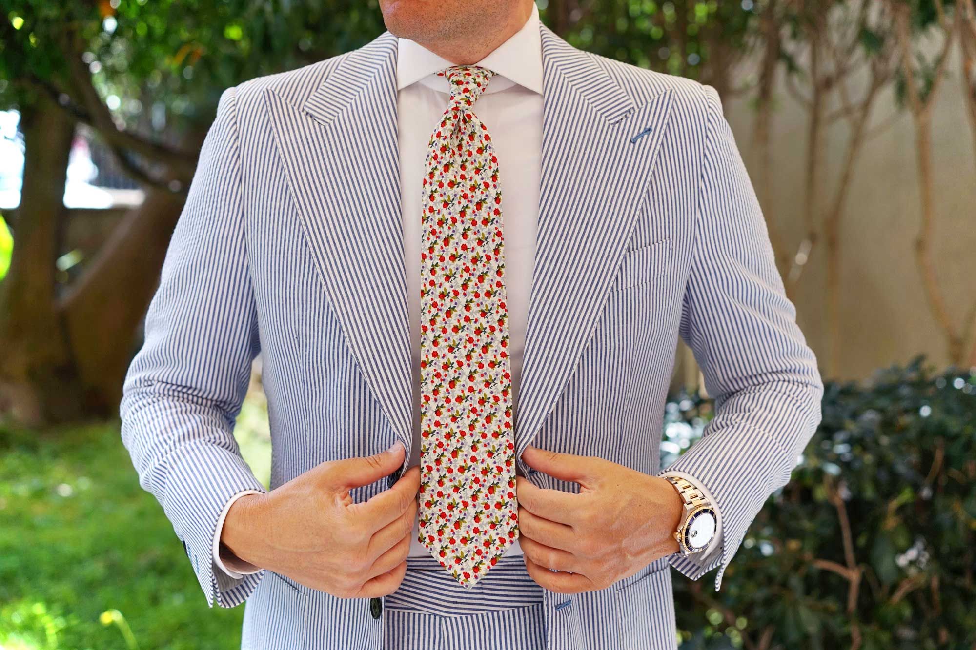 Scarlet Pimpernel Rose Necktie - Image 6