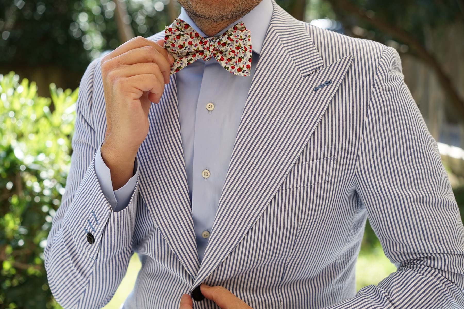Scarlet Pimpernel Rose Self Bow Tie - Image 6
