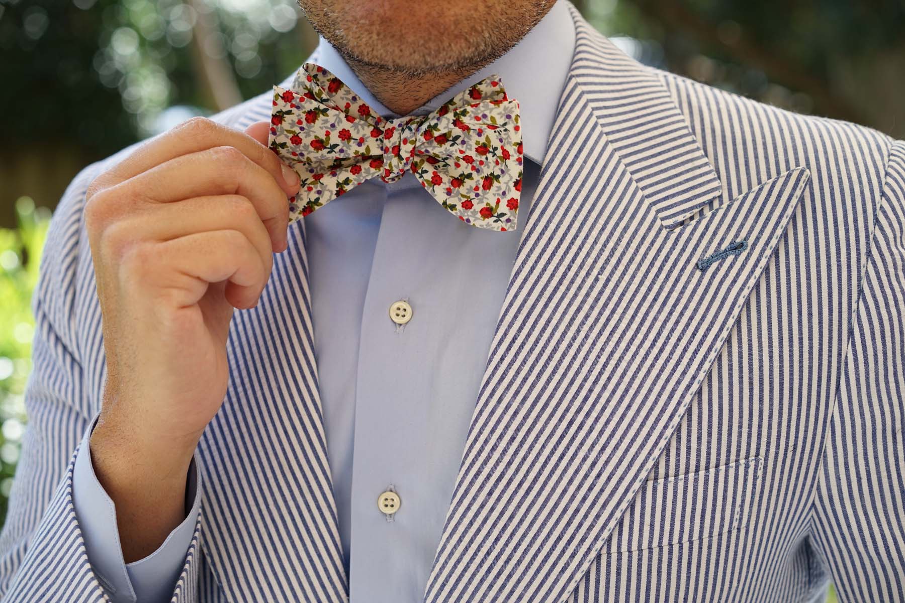 Scarlet Pimpernel Rose Self Bow Tie - Image 7
