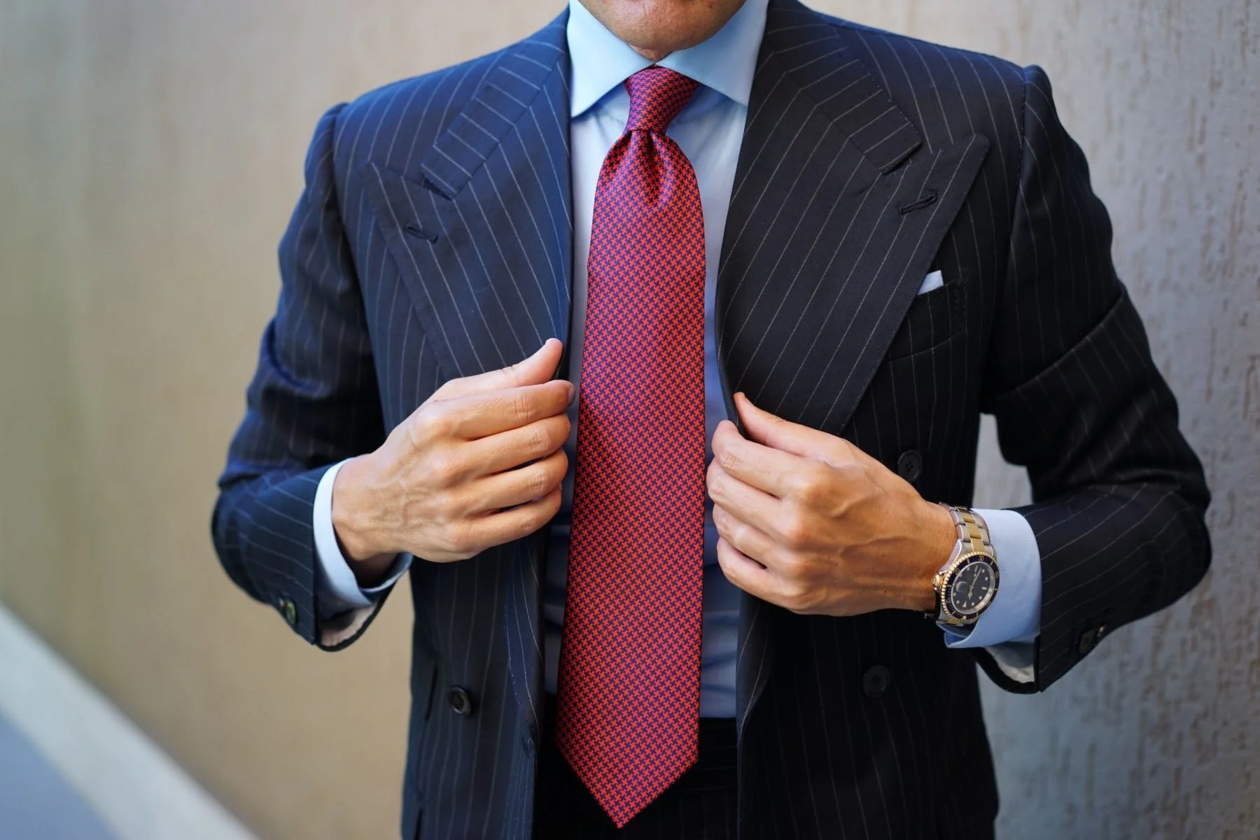 Scarlet Red Houndstooth Tie - Image 11