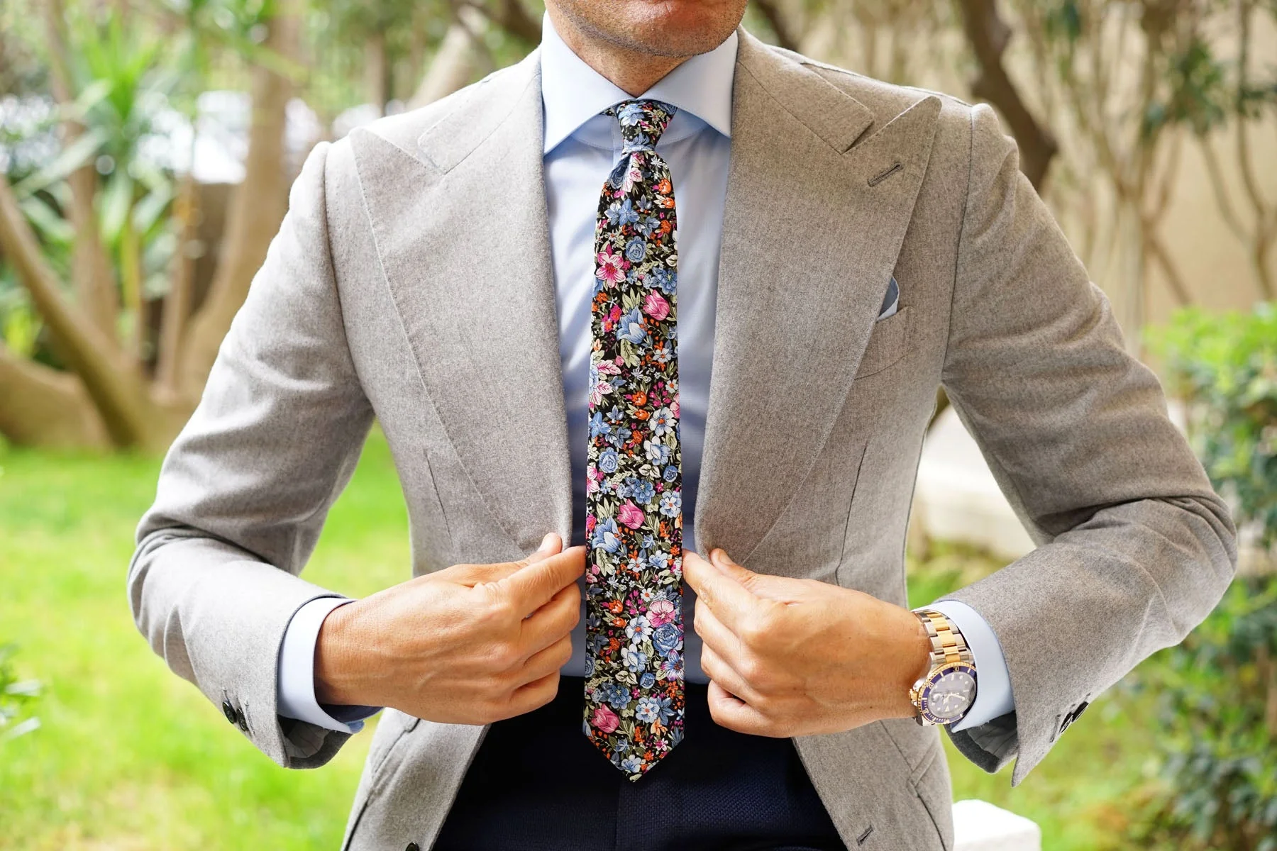 Scoglio D'Africa Violet Floral Skinny Tie - Image 6