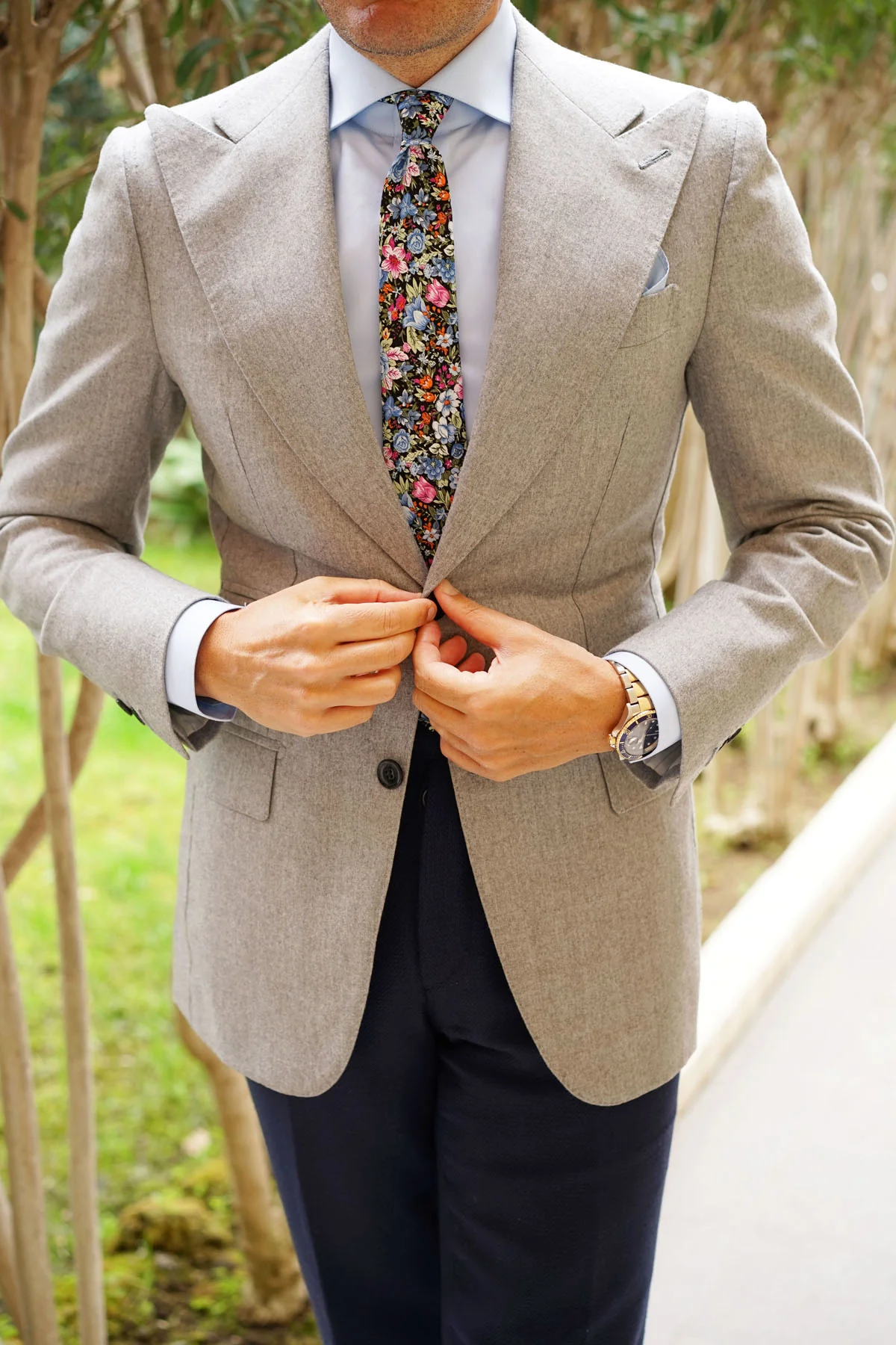 Scoglio D'Africa Violet Floral Skinny Tie - Image 8