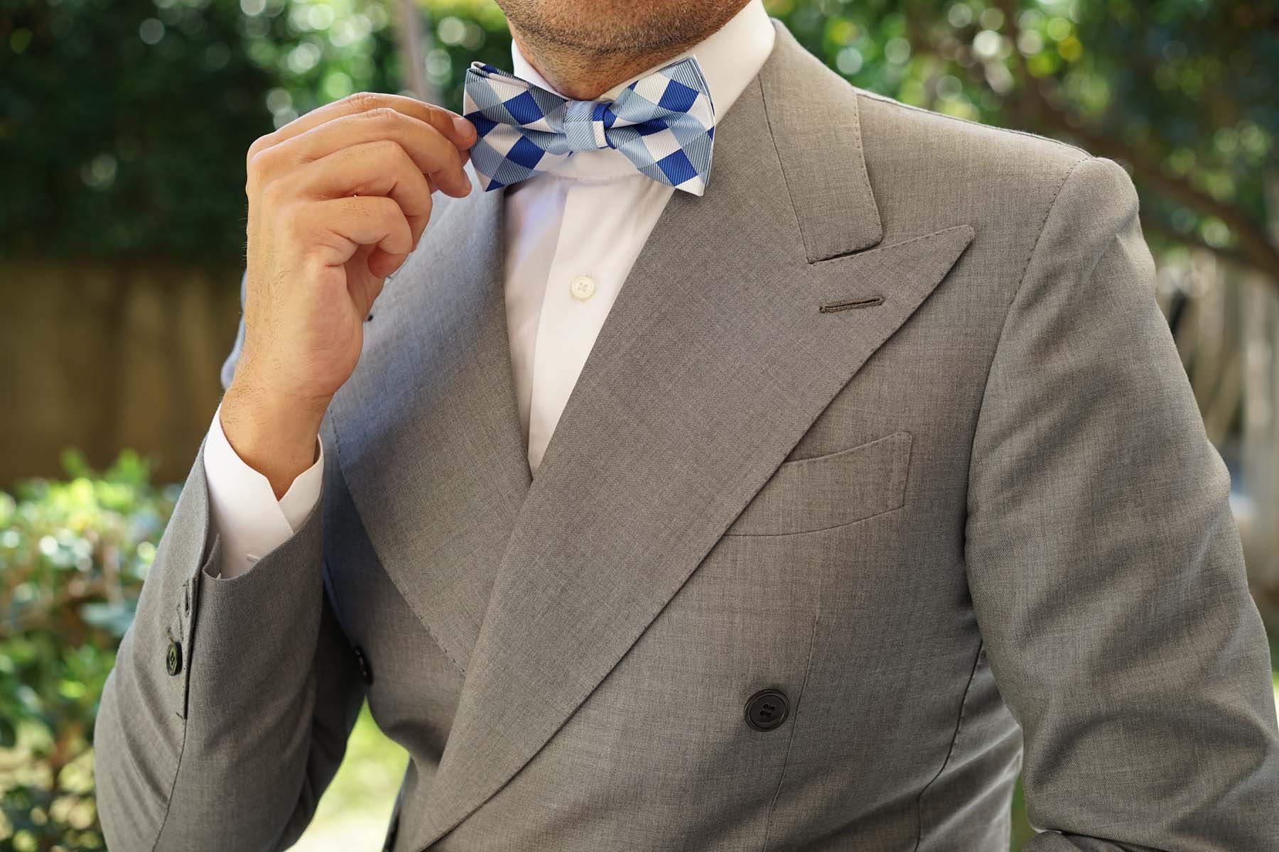 Sea and Light Blue White Checkered - Bow Tie - Image 3