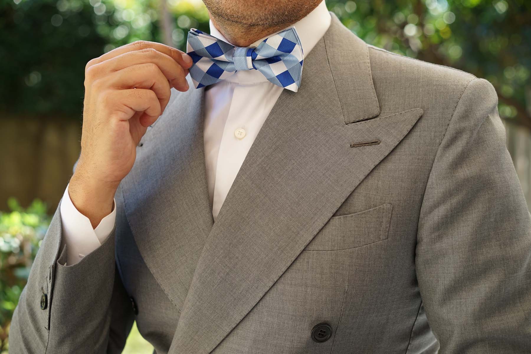 Sea and Light Blue White Checkered - Bow Tie - Image 5