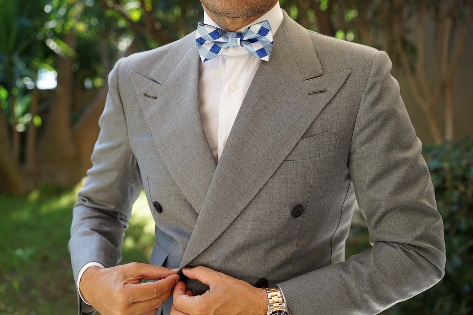 Sea and Light Blue White Checkered - Bow Tie - Image 6