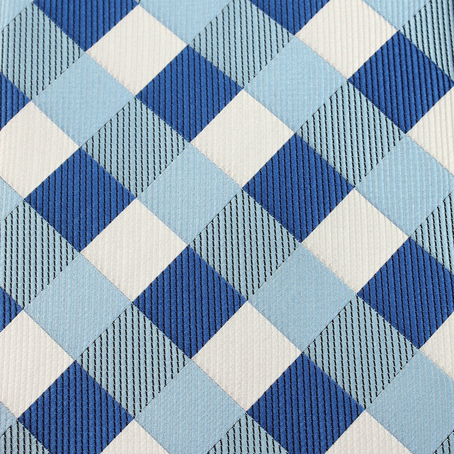 Sea and Light Blue White Checkered Diamond Bow Tie - Image 2