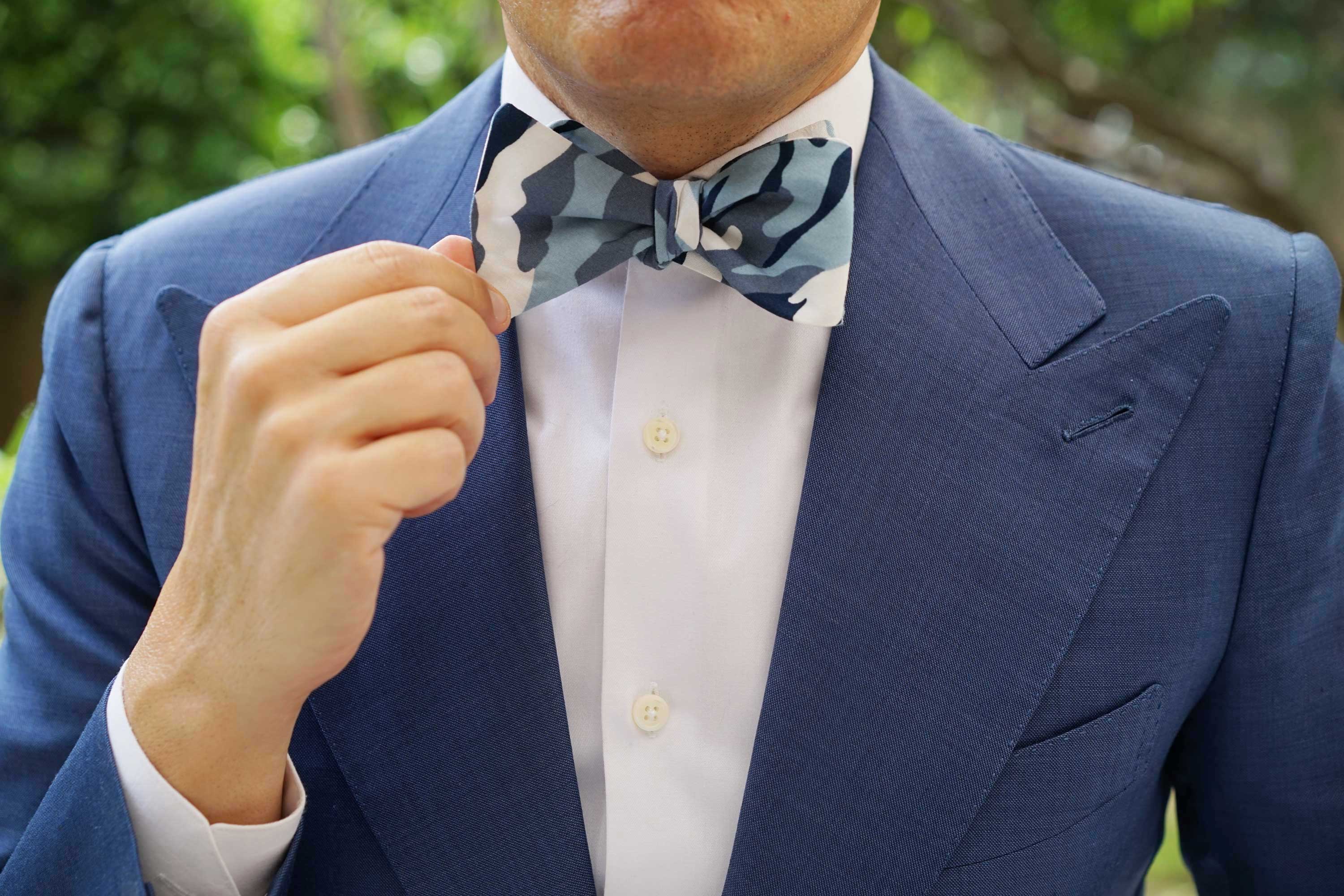 Sea Blue Camo Self Bow Tie - Image 11