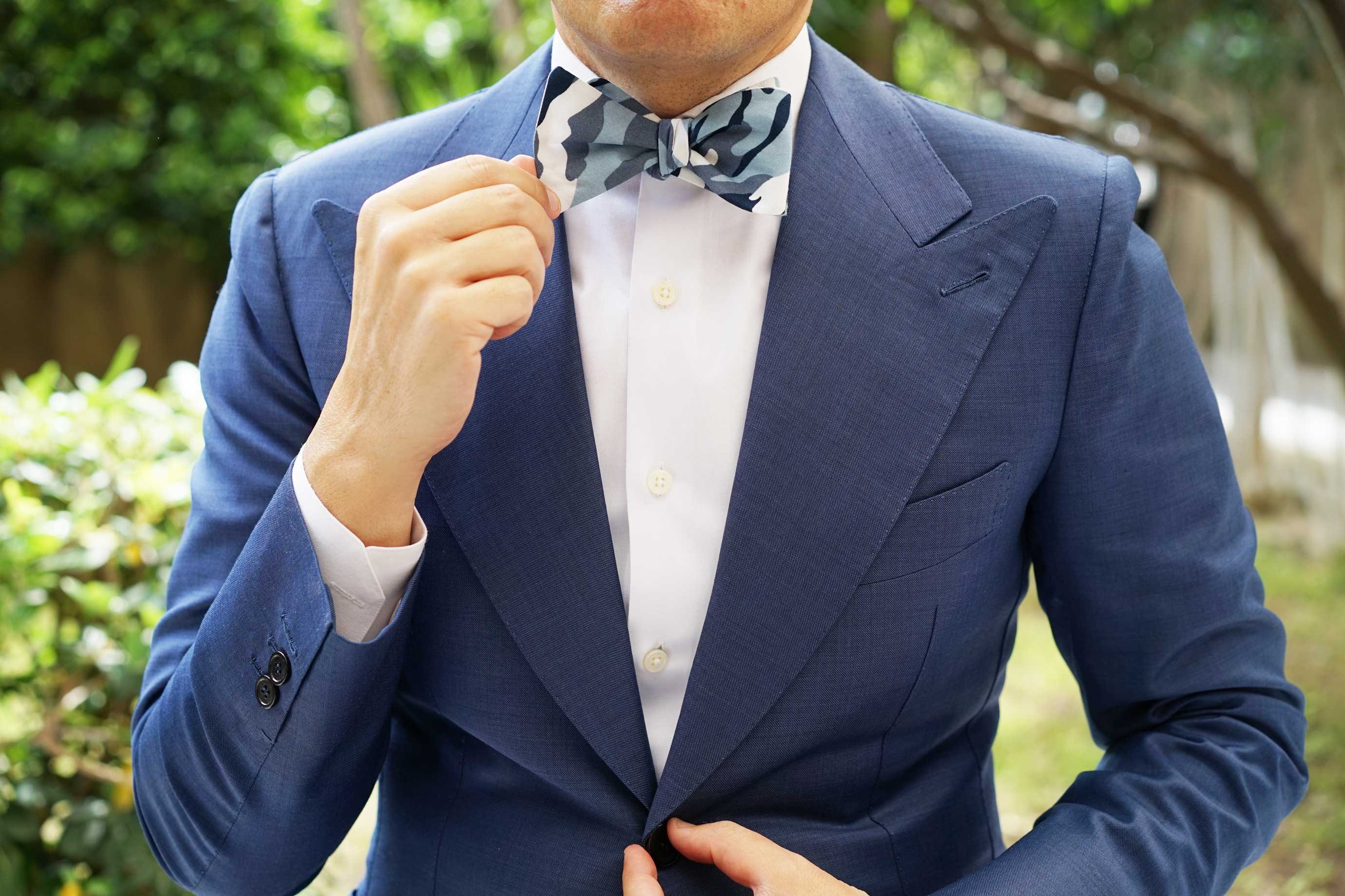 Sea Blue Camo Self Bow Tie - Image 7