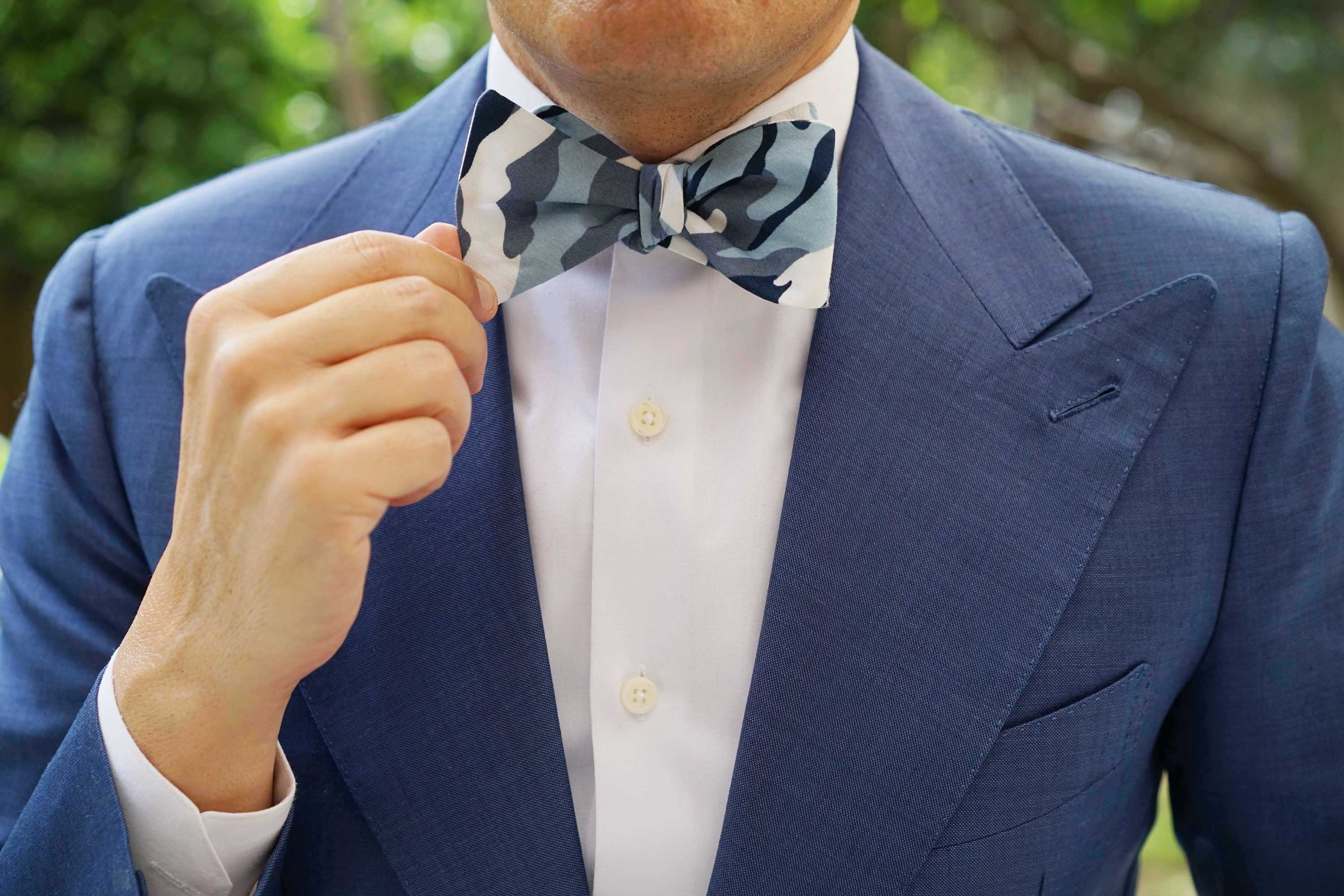 Sea Blue Camo Self Bow Tie - Image 8