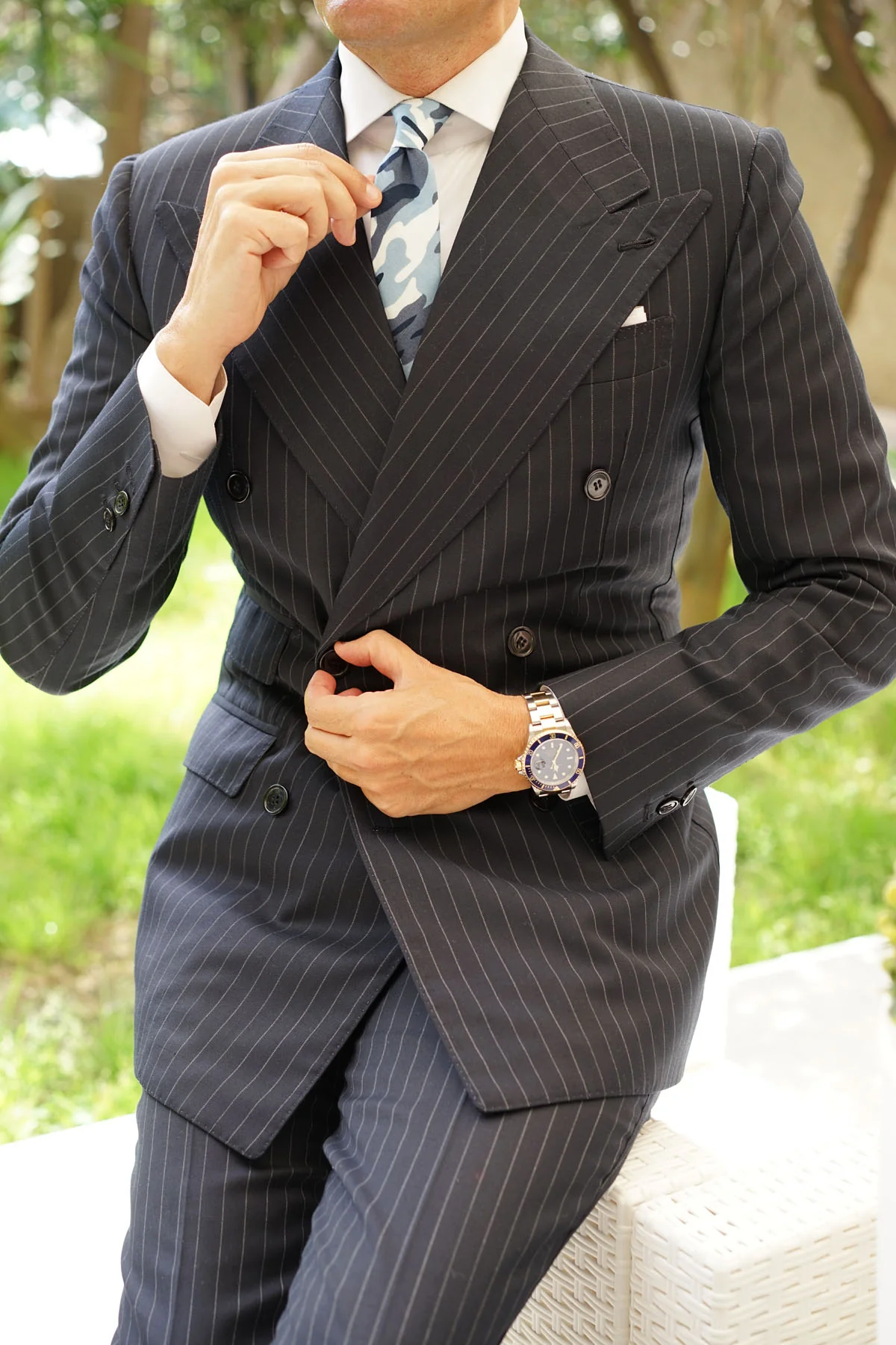 Sea Blue Camo Skinny Tie - Image 9