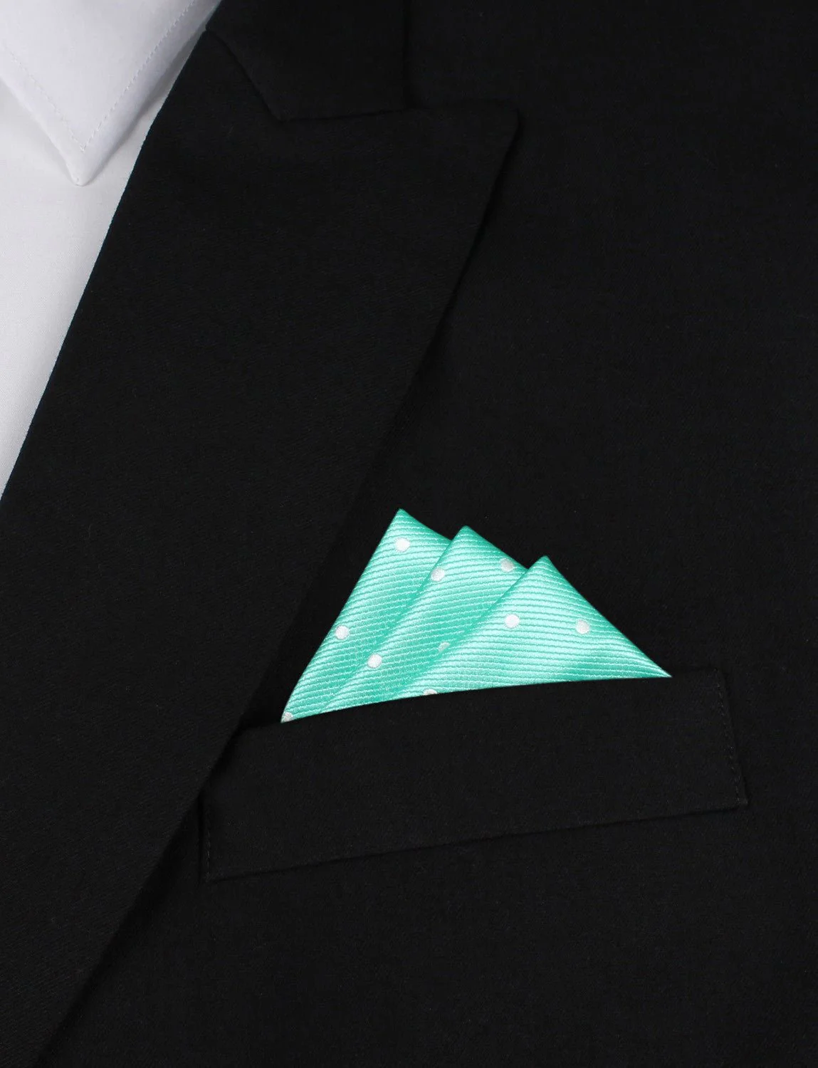 Seafoam Green with White Polka Dots Pocket Square - Image 3