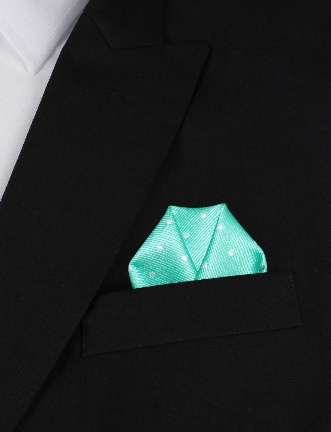 Seafoam Green with White Polka Dots Pocket Square - Image 4