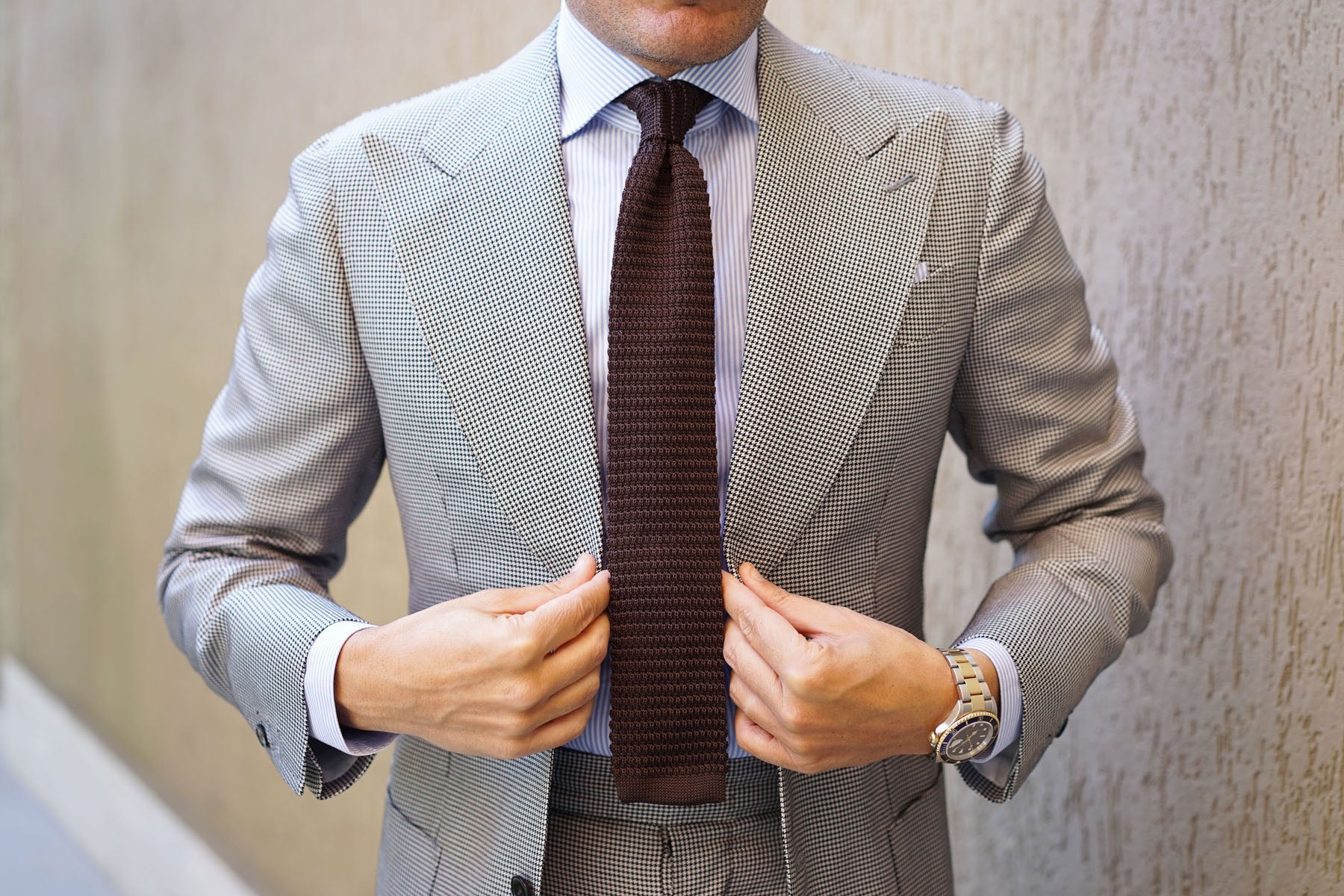 Seal Brown Knitted Tie - Image 7
