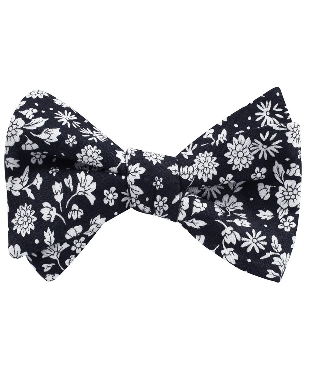 Seoul Forest Dark Navy Floral Self Bow Tie - Image 2
