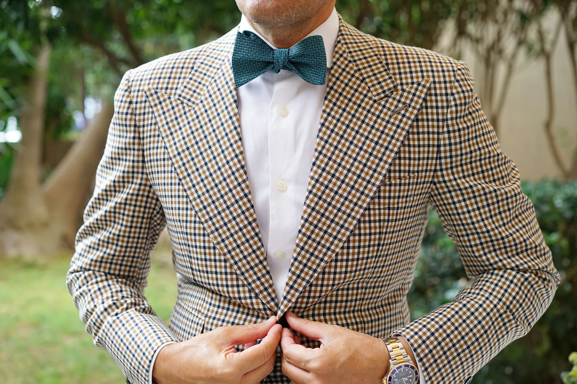 Seychelles Teal Anchor Self Bow Tie - Image 4