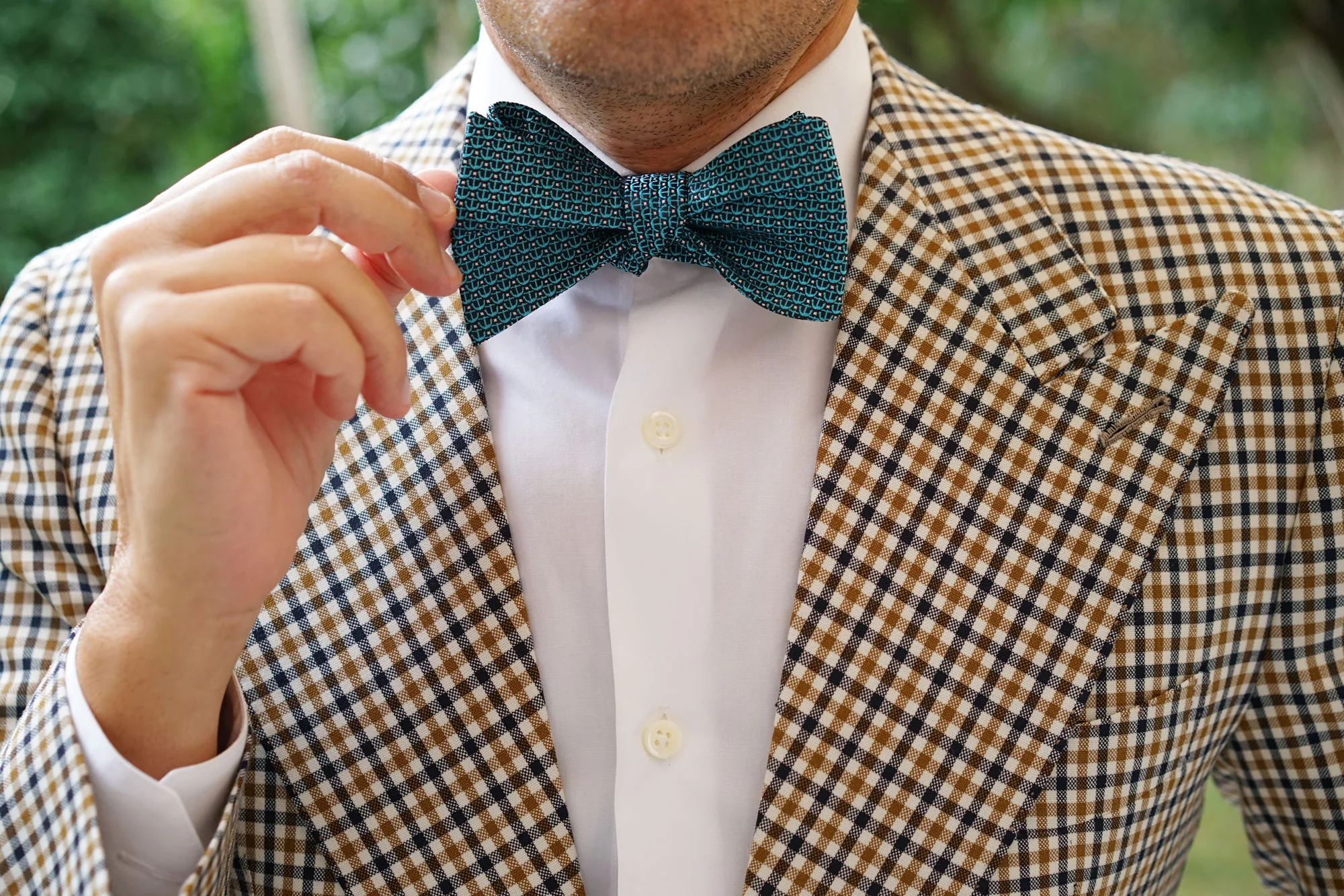 Seychelles Teal Anchor Self Bow Tie - Image 7