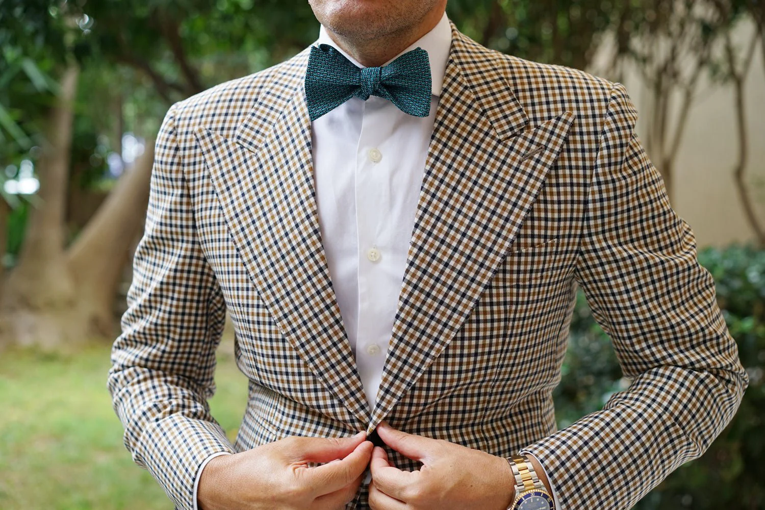 Seychelles Teal Anchor Self Bow Tie - Image 8