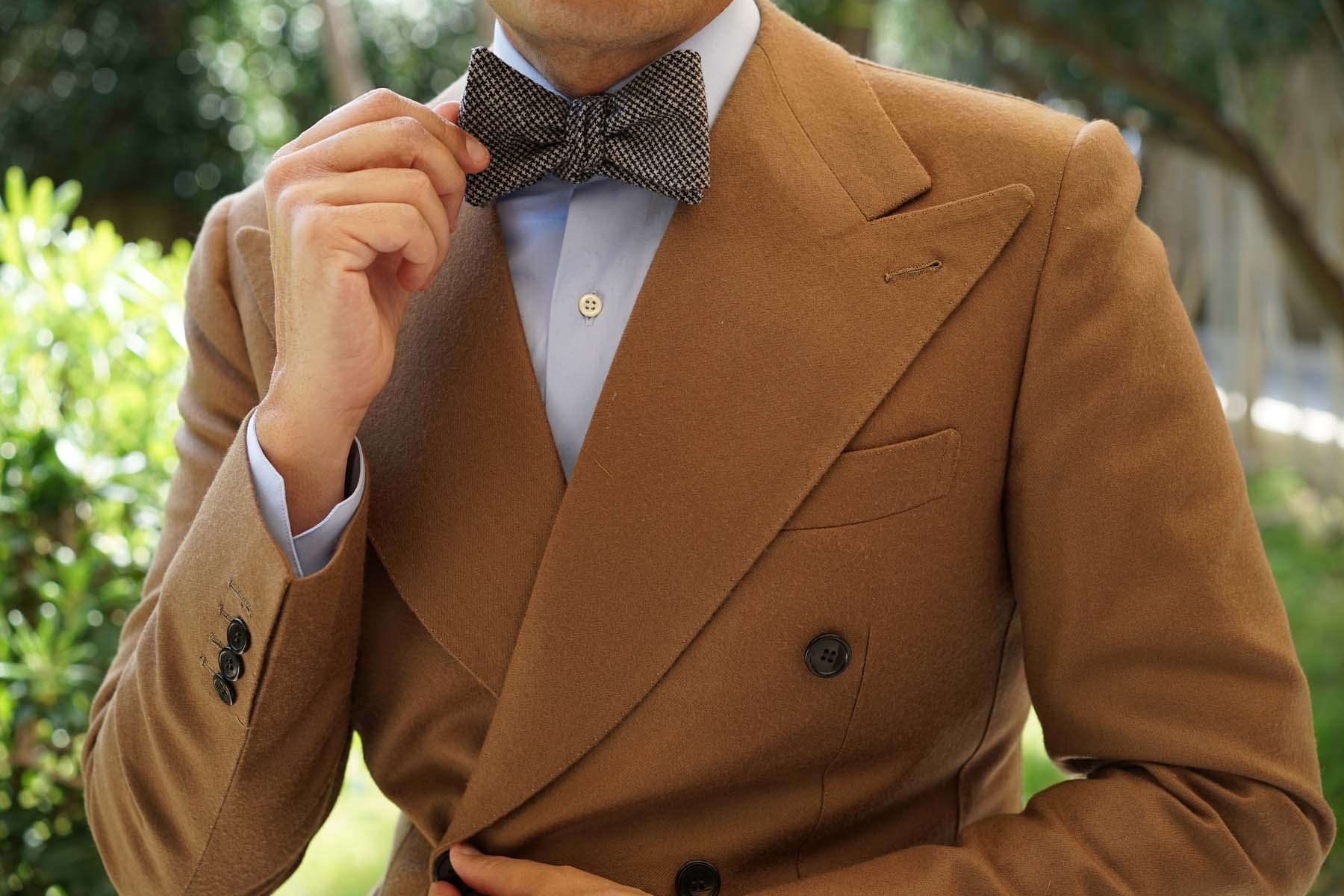 Sheepish Black Houndstooth Wool Self Bow Tie - Image 7