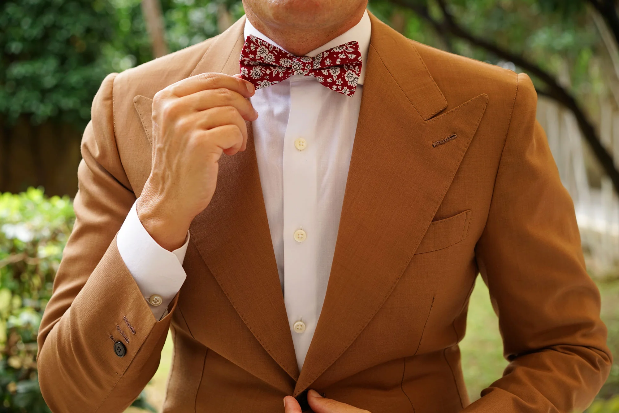 Shizuoka Merlot Red Floral Bow Tie - Image 7