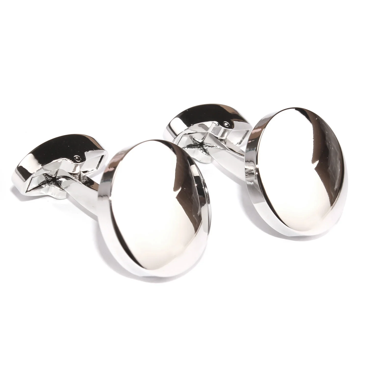 Silver Circle Clear Face Cufflinks - Image 2