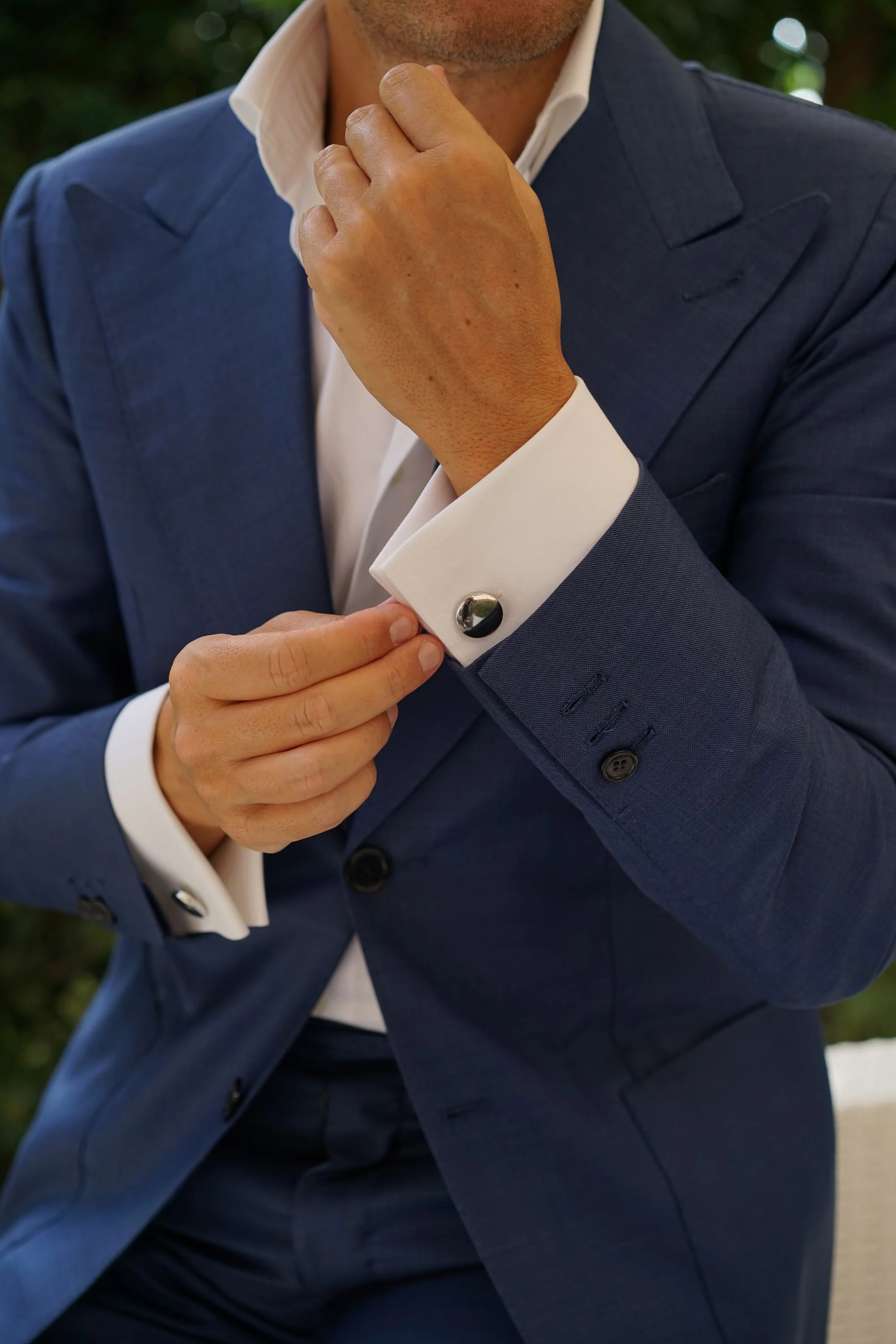 Silver Circle Clear Face Cufflinks - Image 4