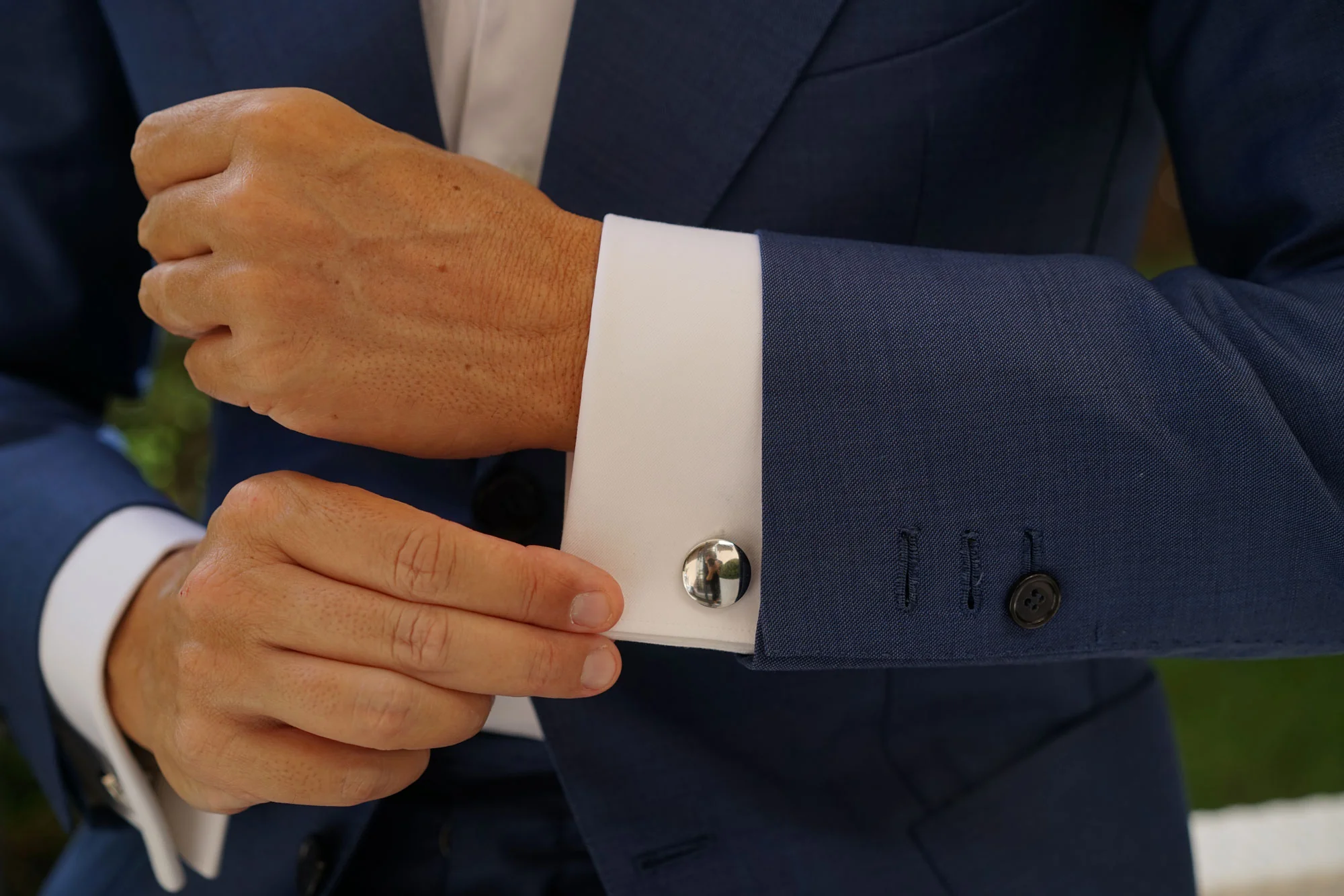 Silver Circle Clear Face Cufflinks - Image 7