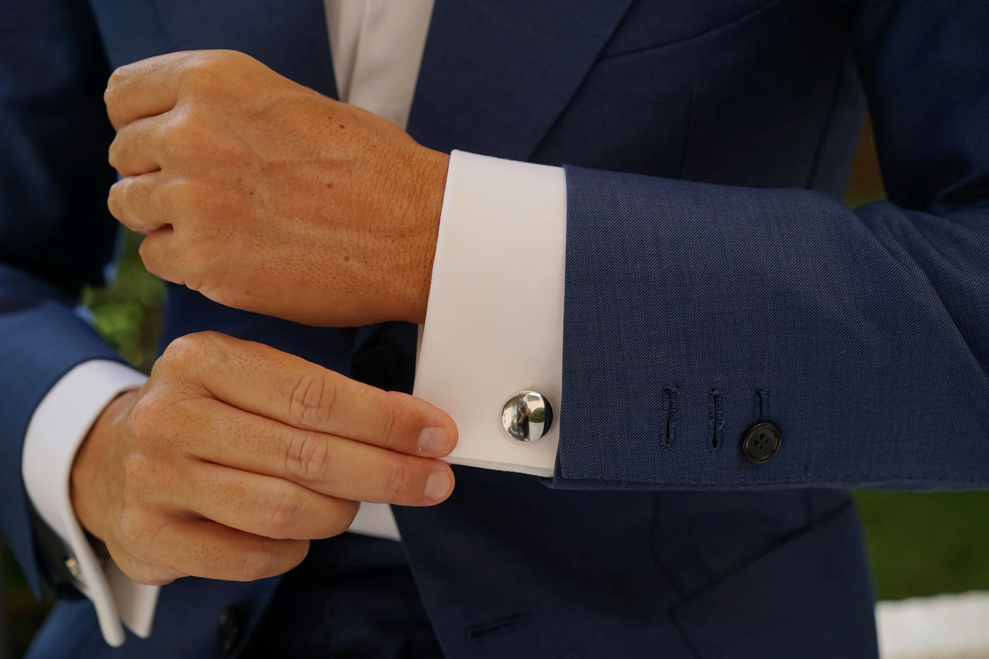 Silver Circle Clear Face Cufflinks - Image 8