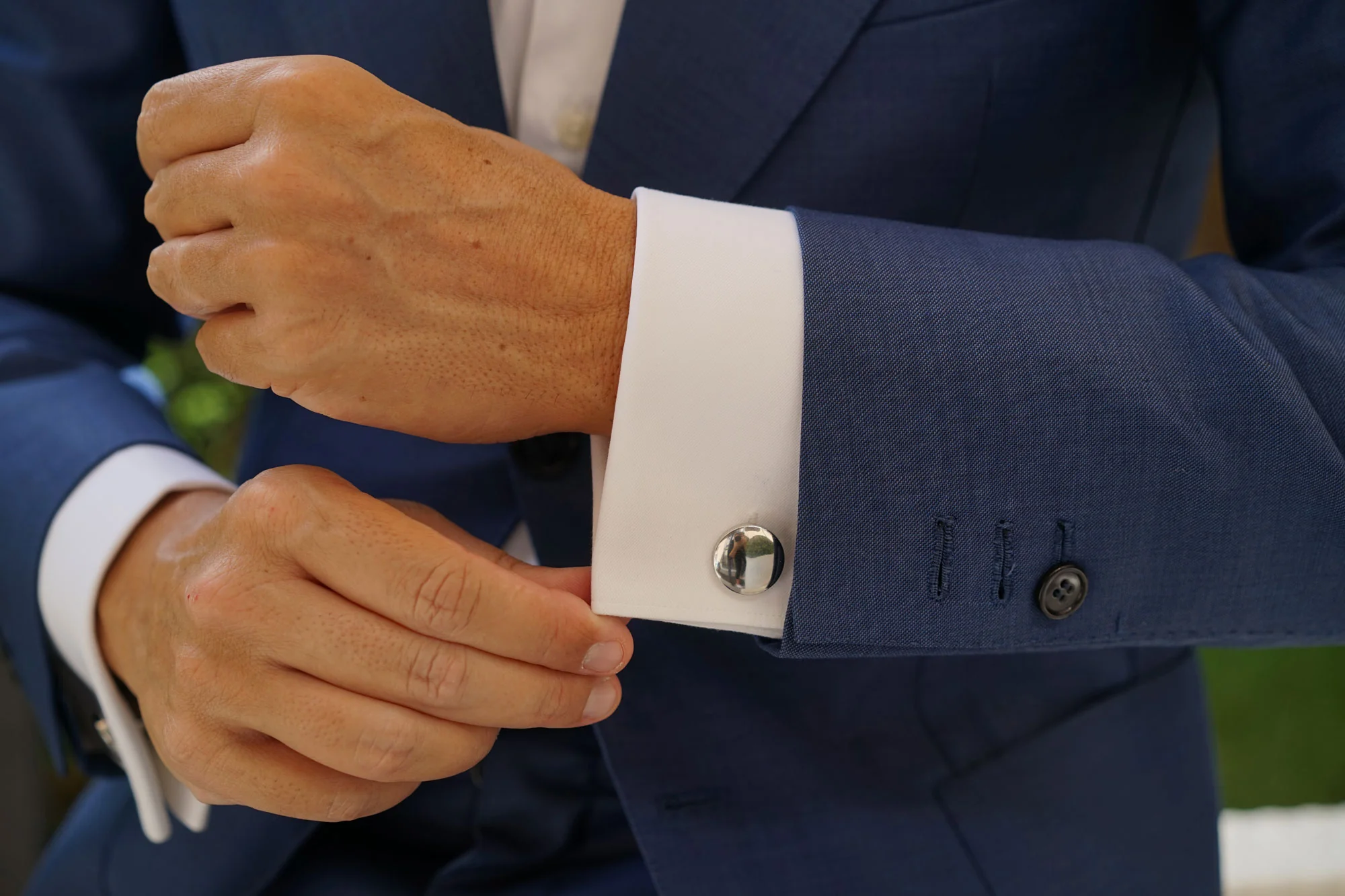 Silver Circle Clear Face Cufflinks - Image 9